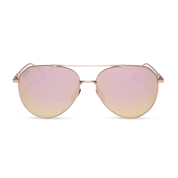 dash - rose gold + cherry blossom mirror + polarized sunglasses
