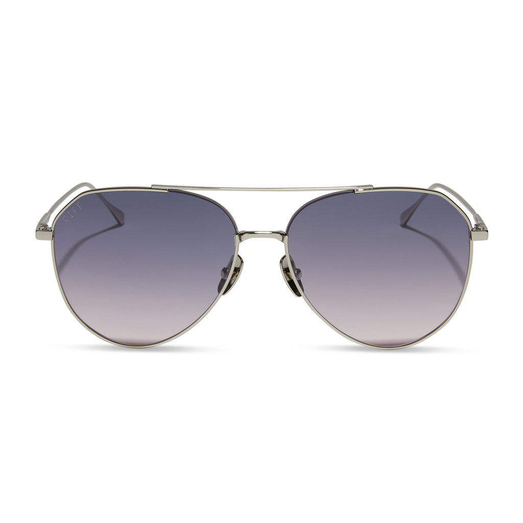 Dash Aviator Sunglasses, Silver & Lavender Rose Gradient