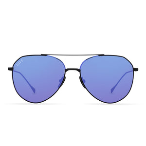 diff eyewear dash xs matte black purple mirror sunglasses front view