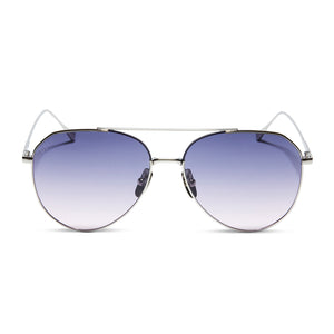 diff eyewear dash xs aviator sunglasses with a silver metal frame and lavender rose gradient lenses front view