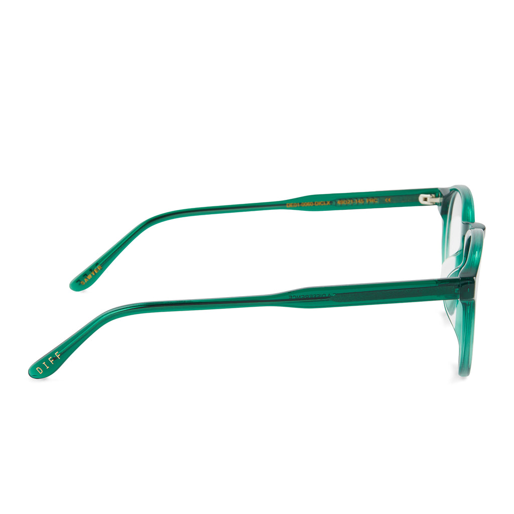 Sawyer Round Glasses | Deep Ivy & Clear | DIFF Eyewear