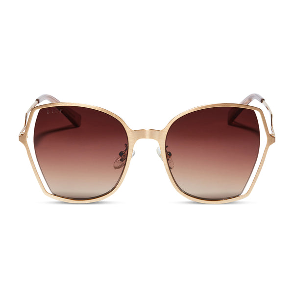donna iii - brushed gold + taupe rose gradient sunglasses