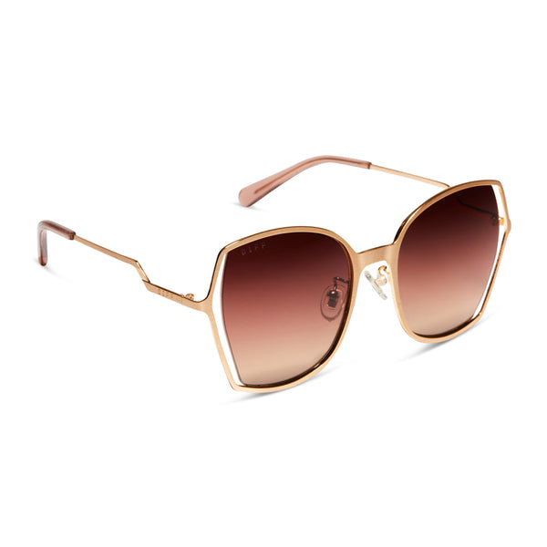 donna iii - brushed gold + taupe rose gradient sunglasses 2