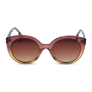 diff eyewear emmy cat eye sunglasses with a clayton brown acetate frame and brown gradient lenses front view