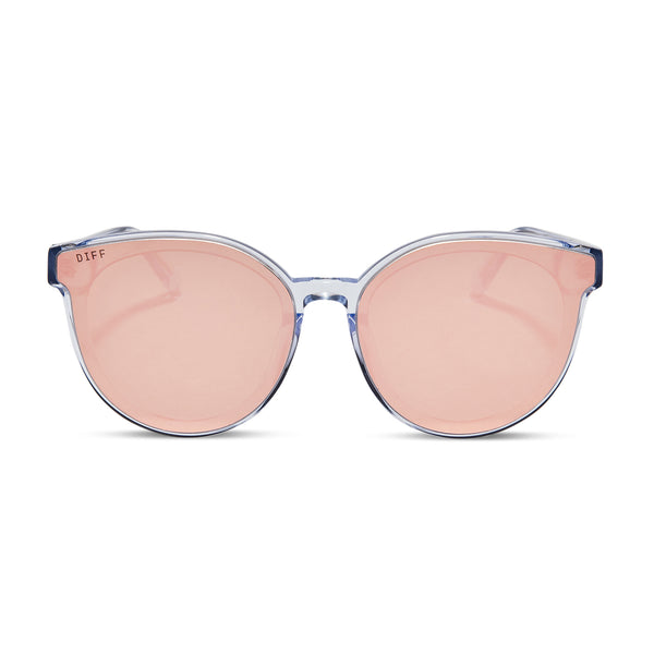 gemma - clear crystal + peach mirror sunglasses