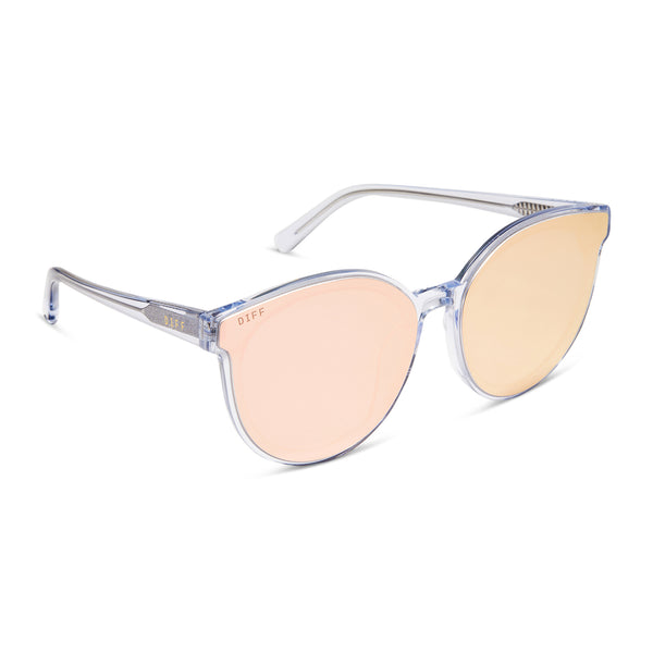 gemma - clear crystal + peach mirror sunglasses 2