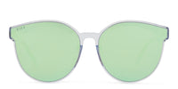 swatch for GEMMA - CLEAR CRYSTAL + TEAL MIRROR SUNGLASSES