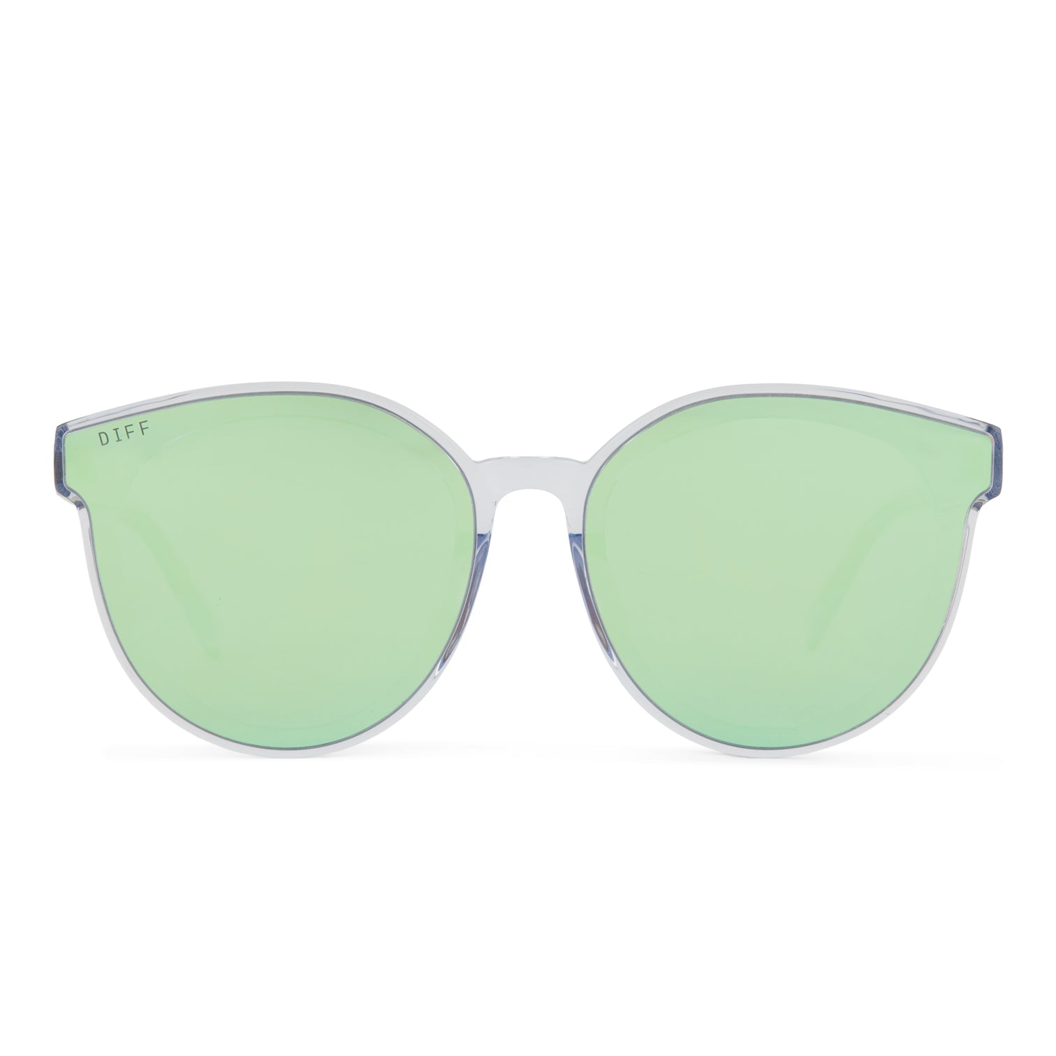 Gemma Round Sunglasses Clear Crystal & Teal Mirror DIFF Eyewear