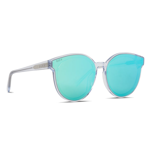 gemma - clear crystal + teal mirror sunglasses 1