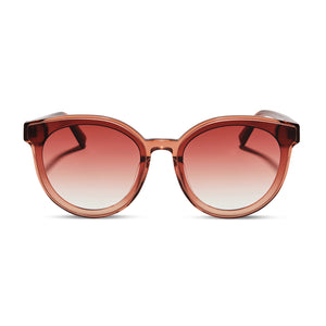 diff eyewear gemma round sunglasses with a peach dusk acetate frame and peach dusk gradient lenses front view