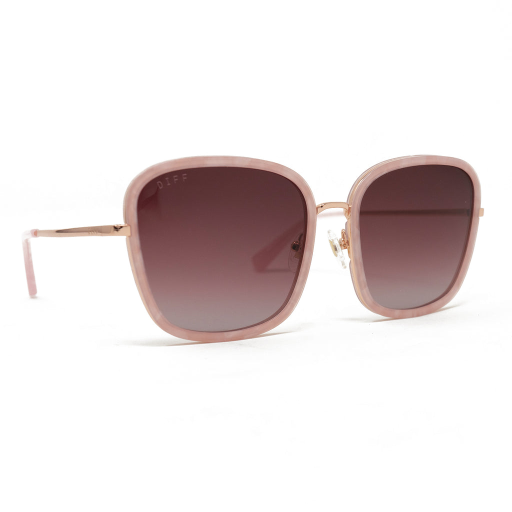 Genevive Square Sunglasses | Rose Gold & Wine Gradient | DIFF Eyewear