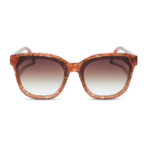 diff eyewear gia square sunglasses with a beige coral tortoise acetate frame and brown gradient lenses front view