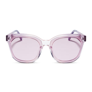 diff eyewear gia square sunglasses with a rose ombre acetate frame and mauve purple lenses front view
