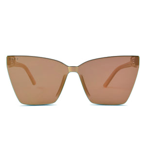 diff eyewear goldie cateye frame with a brown sugar frame and bronze mirror lenses front view