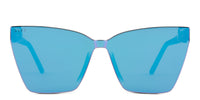 swatch for GOLDIE - MATTE BLACK + PURPLE MIRROR SUNGLASSES