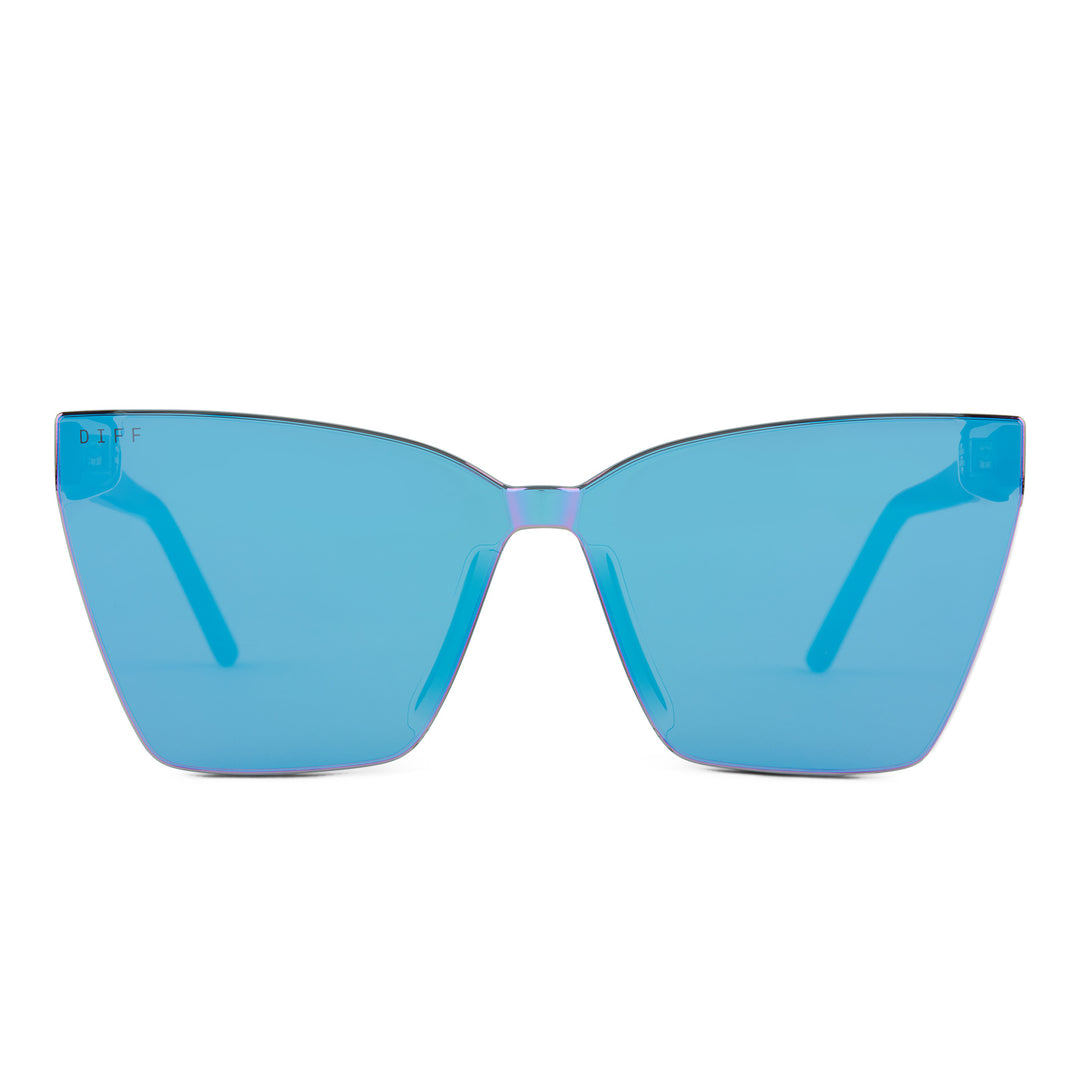 Goldie Cateye Sunglasses Matte Black & Purple Mirror DIFF Eyewear