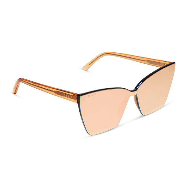 goldie xs - apricot crystal + peach mirror sunglasses 1