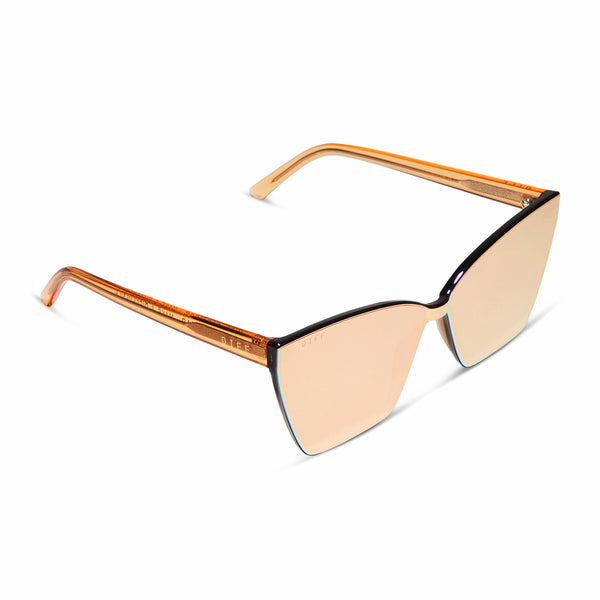 goldie xs - apricot crystal + peach mirror sunglasses 3