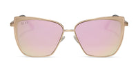 swatch for GRACE - BRUSHED GOLD + CHERRY BLOSSOM MIRROR SUNGLASSES