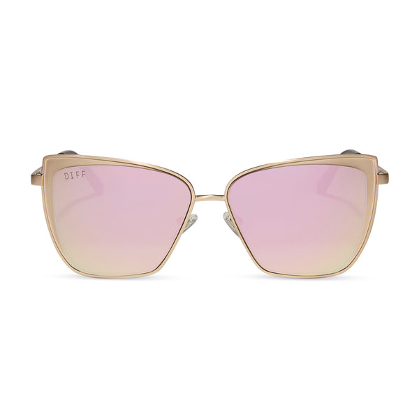 grace - brushed gold + cherry blossom mirror sunglasses