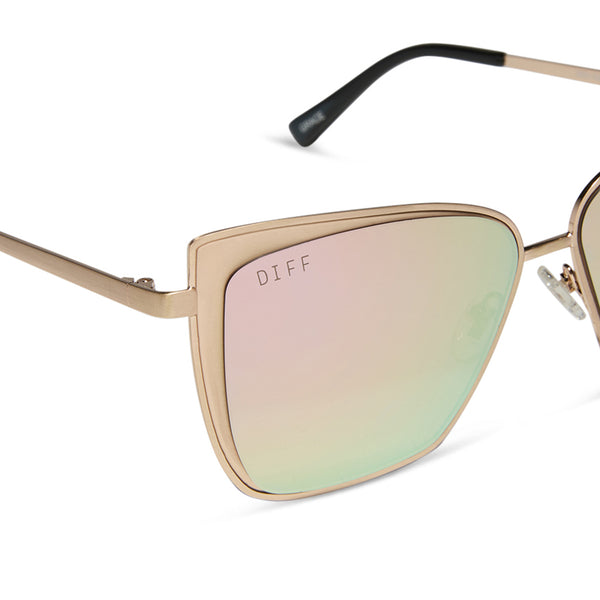 grace - brushed gold + cherry blossom mirror sunglasses 3