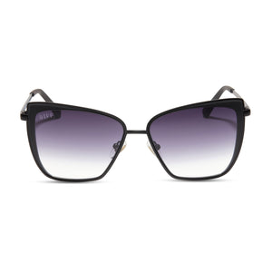 Grace Cat Eye Sunglasses, Matte Black & Grey Gradient Sharp