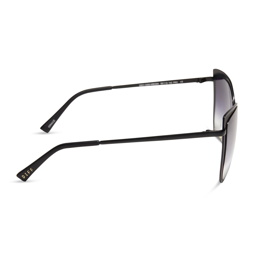 Grace Cat Eye Sunglasses Matte Black & Grey Gradient Sharp DIFF Eyewear