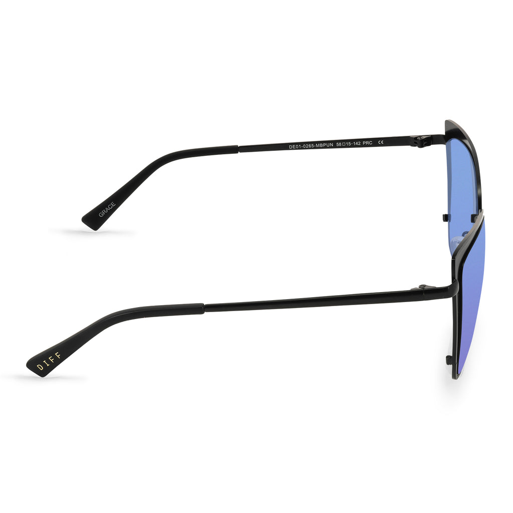 Grace Cateye Sunglasses Matte Black & Purple Mirror Diff Eyewear