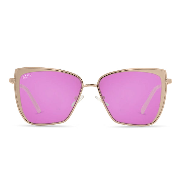 swatch for GRACE - ROSE GOLD + PINK MIRROR SUNGLASSES