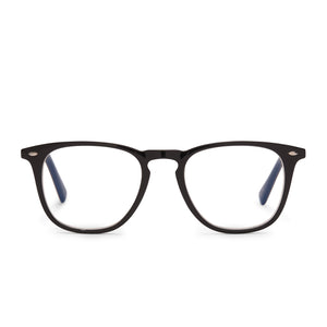 diff eyewear griffin square glasses with a black frame and blue light technology lenses front view