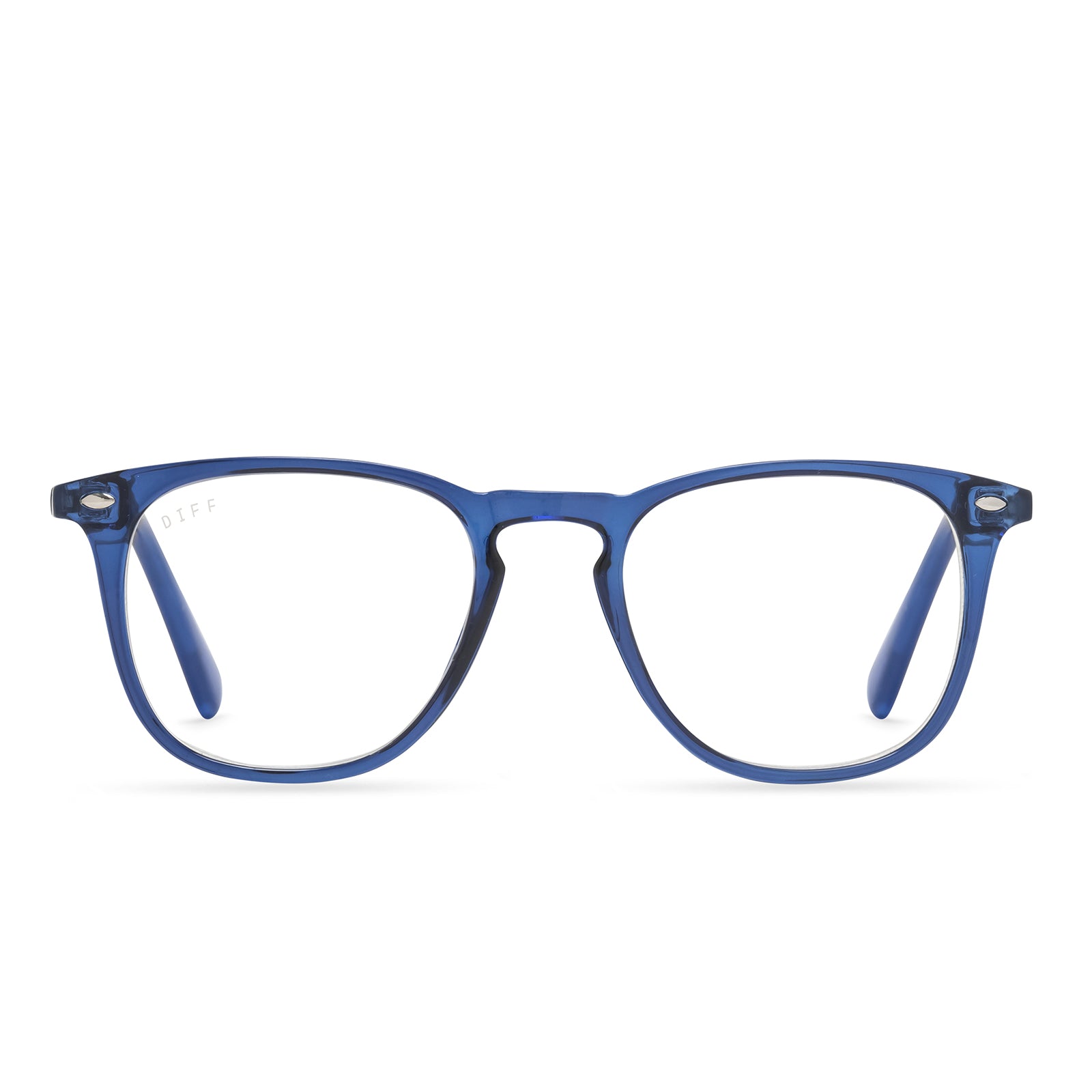 Griffin Square Glasses Navy Crystal & Blue Light DIFF Eyewear