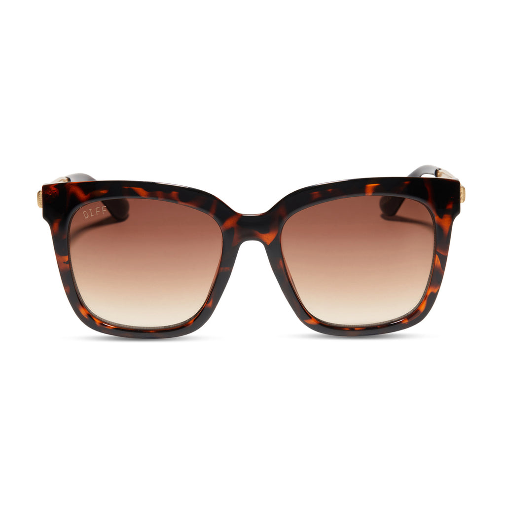 Hailey Square Sunglasses | Black Brown Tortoise & Light Brown Gradient ...