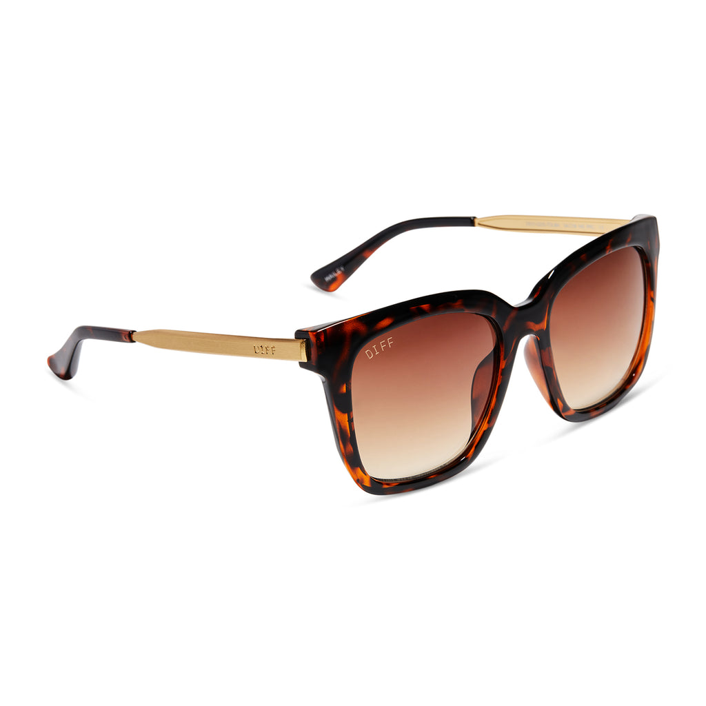 Hailey Square Sunglasses | Black Brown Tortoise & Light Brown Gradient ...