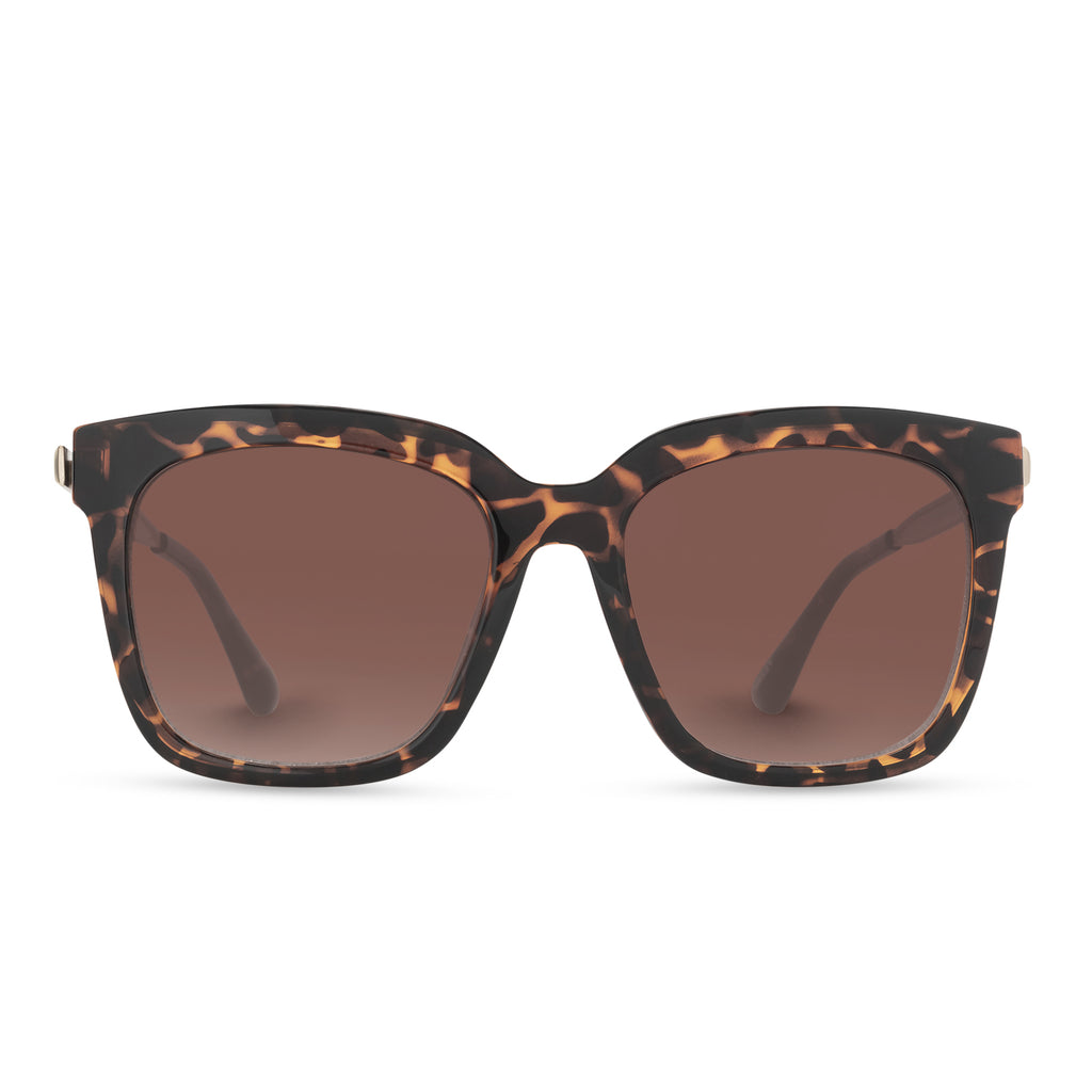 Hailey Square Sunglasses | Dark Tortoise & Brown Gradient | Diff Eyewear