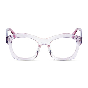 diff eyewear hayden square glasses with a rose ombre acetate frame and prescription lenses front view