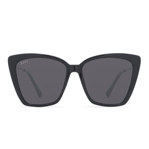 diff eyewear heidi cat eye sunglasses with a black frame and dark smoke lenses front view
