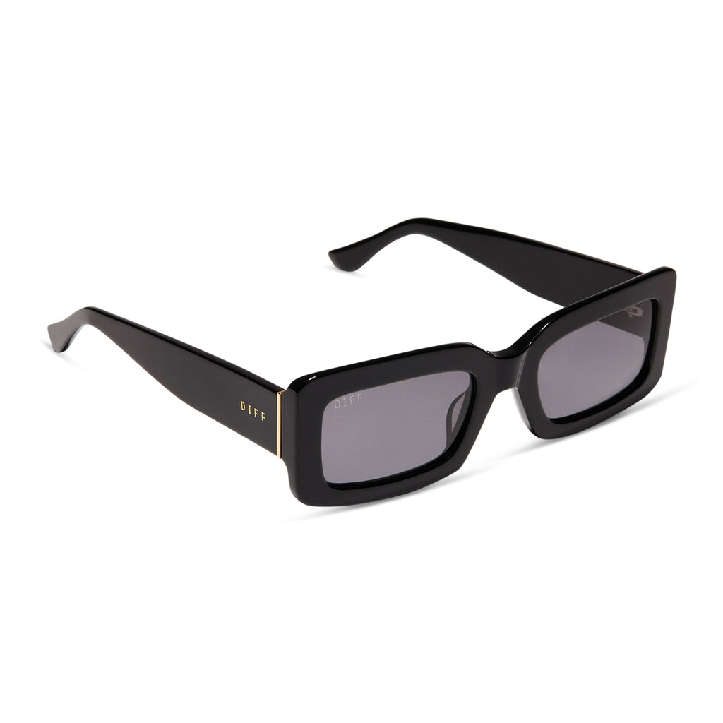 Indy Rectangle Sunglasses | Black & Grey | DIFF Eyewear