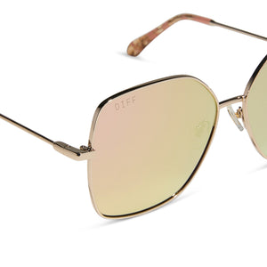 Grace Cateye Sunglasses, Brushed Gold & Cherry Blossom Mirror