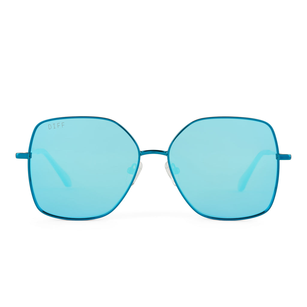 Iris Square Sunglasses Turquoise Metallic & Teal Mirror DIFF Eyewear