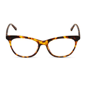 diff eyewear jade cat eye glasses with a amber tortoise prescription glasses front view