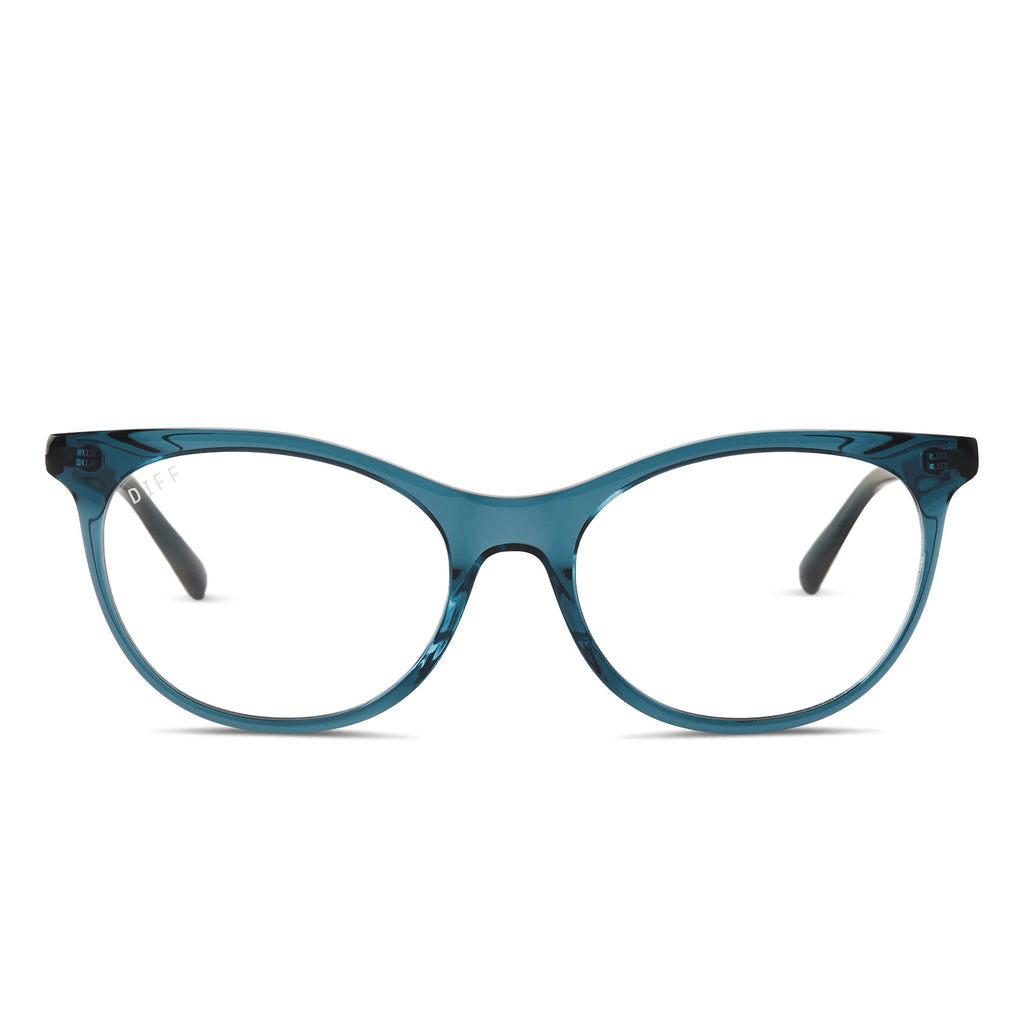Jade Cateye Glasses Deep Aqua & Clear DIFF Eyewear