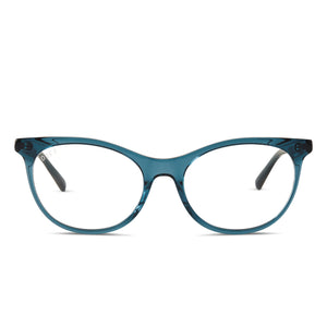 diff eyewear jade cateye glasses with a deep ivy frame and prescription lenses front view