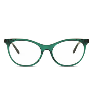 diff eyewear jade cateye glasses with a deep ivy frame and prescription lenses front view