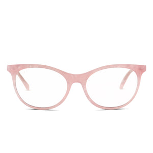 diff eyewear jade cateye glasses with a geo pink frame and prescription lenses front view