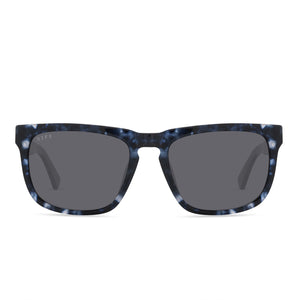 diff eyewear jake square sunglasses in a midnight marble frame with a solid grey polarized lens front view