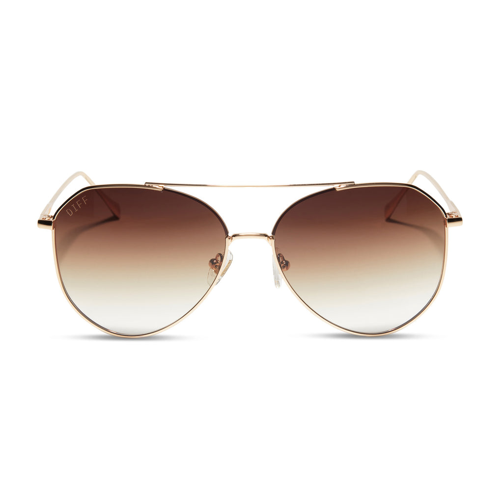 Jane Aviator Sunglasses | Gold & Brown Gradient Sharp | DIFF Eyewear