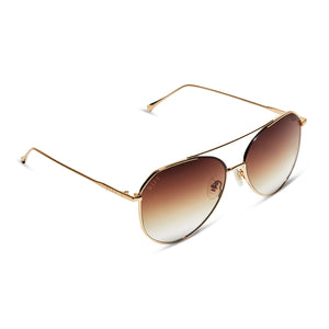 Jane Aviator Sunglasses | Gold & Brown Gradient Sharp | DIFF Eyewear | Sonnenbrillen