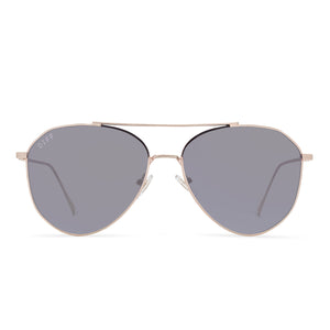diff eyewear jane aviator sunglasses with a gold frame and grey mirror lenses front view