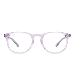 diff eyewear jaxson square glasses with lavender fog crystal and blue light technology lens front view