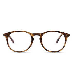 diff eyewear jaxson square glasses with a toasted coconut frame and prescription lenses front view